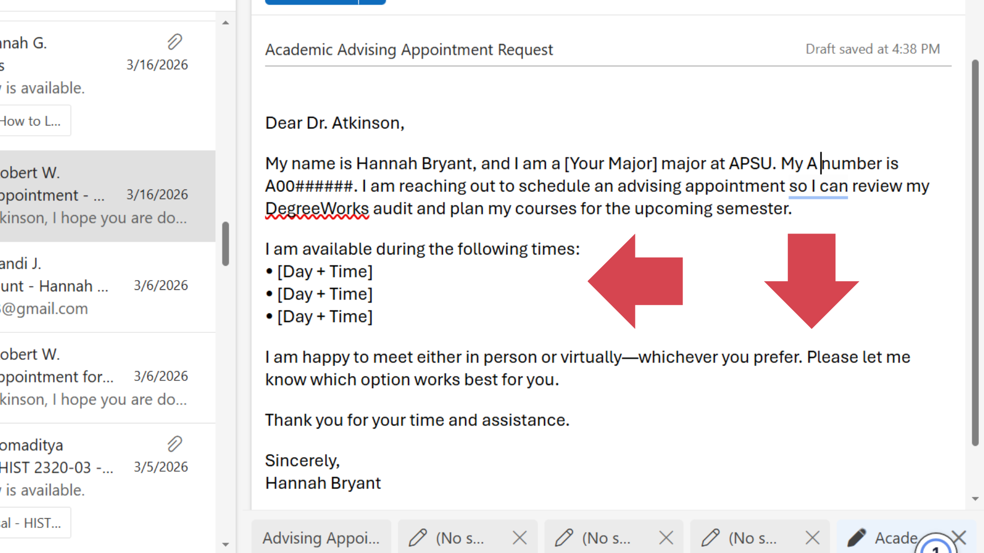 Include the part of the message that asks for a meeting.